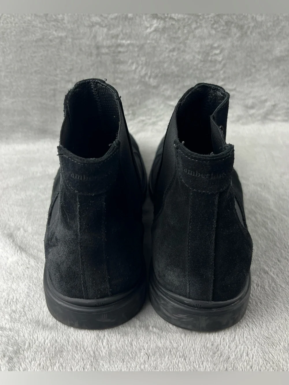Amberjack Chelsea Boots Men's 10 M Black Suede Leather Ankle Stretch Comfort